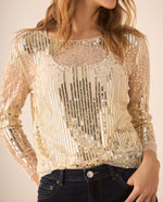 Camisa de tela con transparencia para mujer - Amarillo