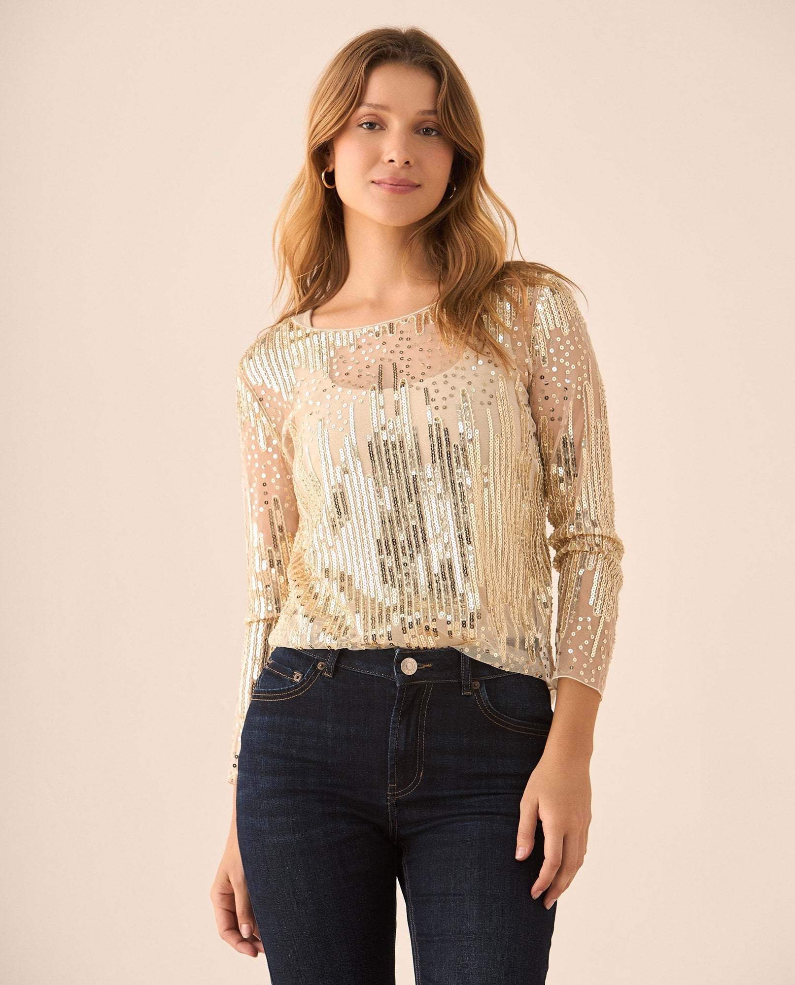 Camisa de tela con transparencia para mujer - Amarillo 34_419F200_AMA140760_3