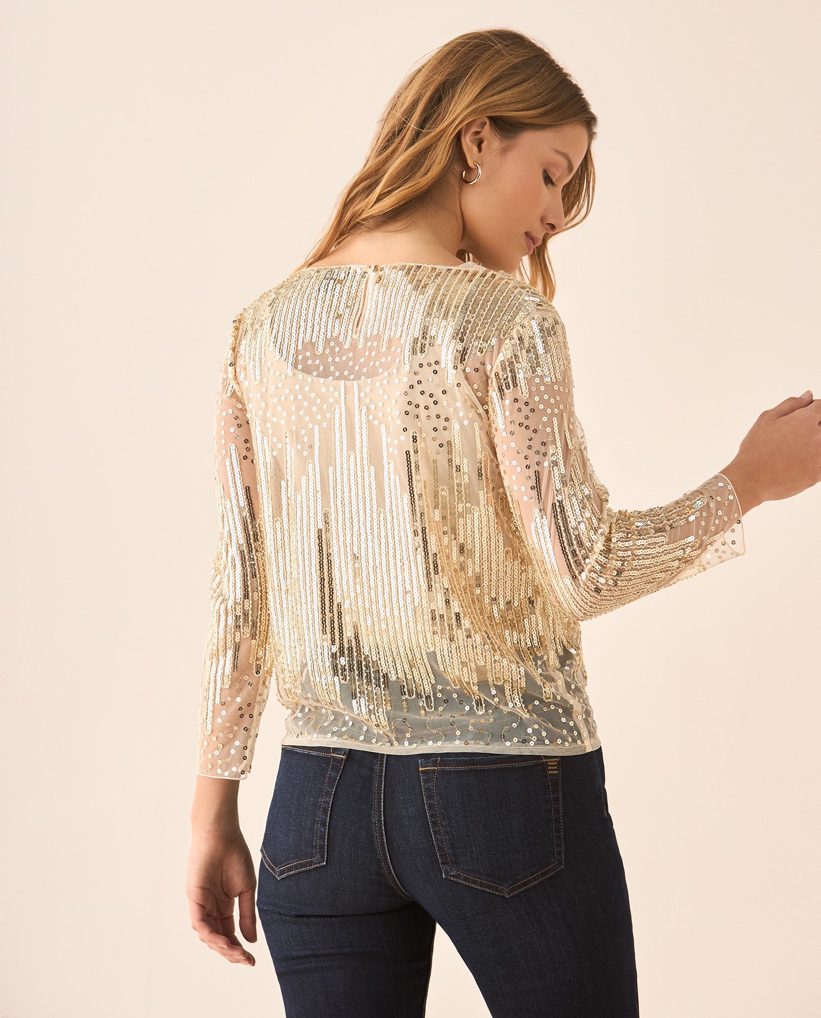 Camisa de tela con transparencia para mujer - Amarillo 34_419F200_AMA140760_4
