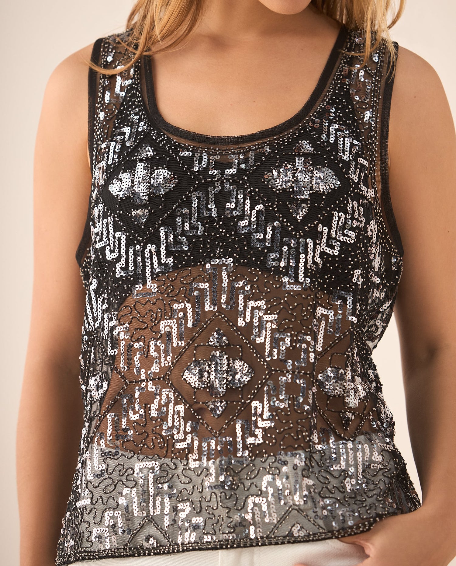 Camisa manga sisa para mujer - Negro