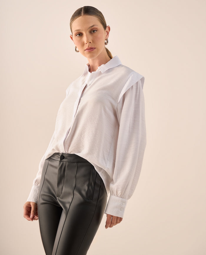 Camisa Blanca Puños Elásticos - Blanco 34_419G004_BLA114001_0