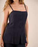 Top Azul con Tirantes y Corte Peplum - Azul