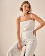 Camisa Rayas con Tirantes Ajustables - Blanco