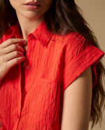 Camisa con Rayas Texturizadas - Rojo