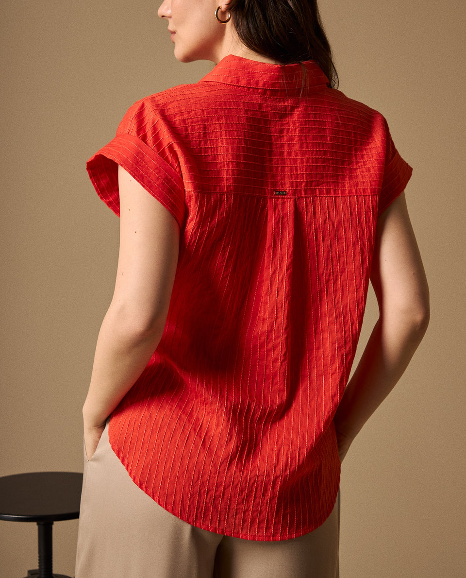 Camisa con Rayas Texturizadas - Rojo 34_419G021_ROJ181662_5