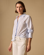 Camisa con Micro Puntos Negros - Azul