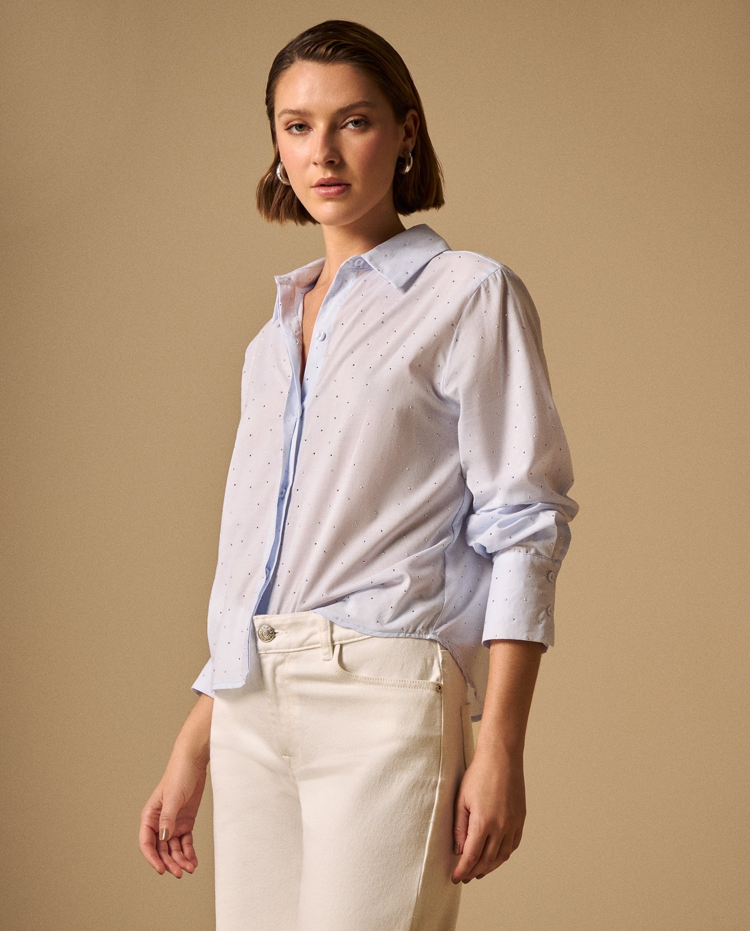 Camisa con Micro Puntos Negros - Azul