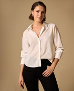 Camisa con Micro Puntos Negros - Blanco