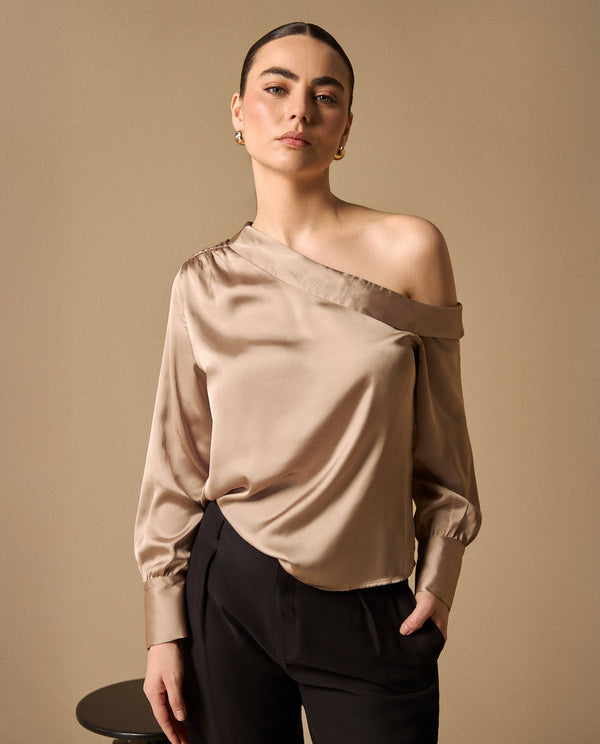 Camisa Asimétrica Verde Off-Shoulder - Verde 34_419G029_VER170510_0