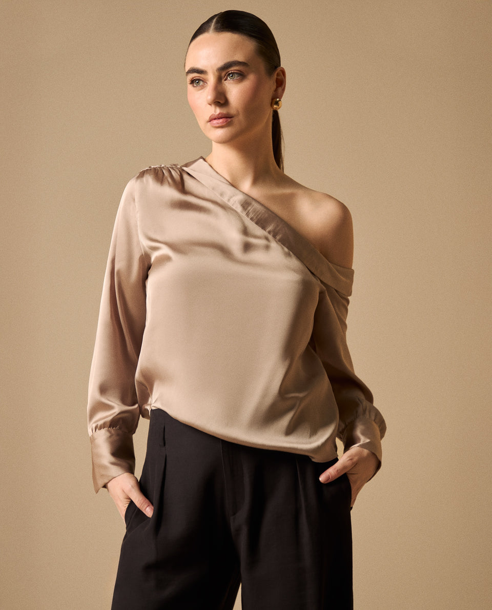Camisa Asimétrica Verde Off-Shoulder - Verde 34_419G029_VER170510_4