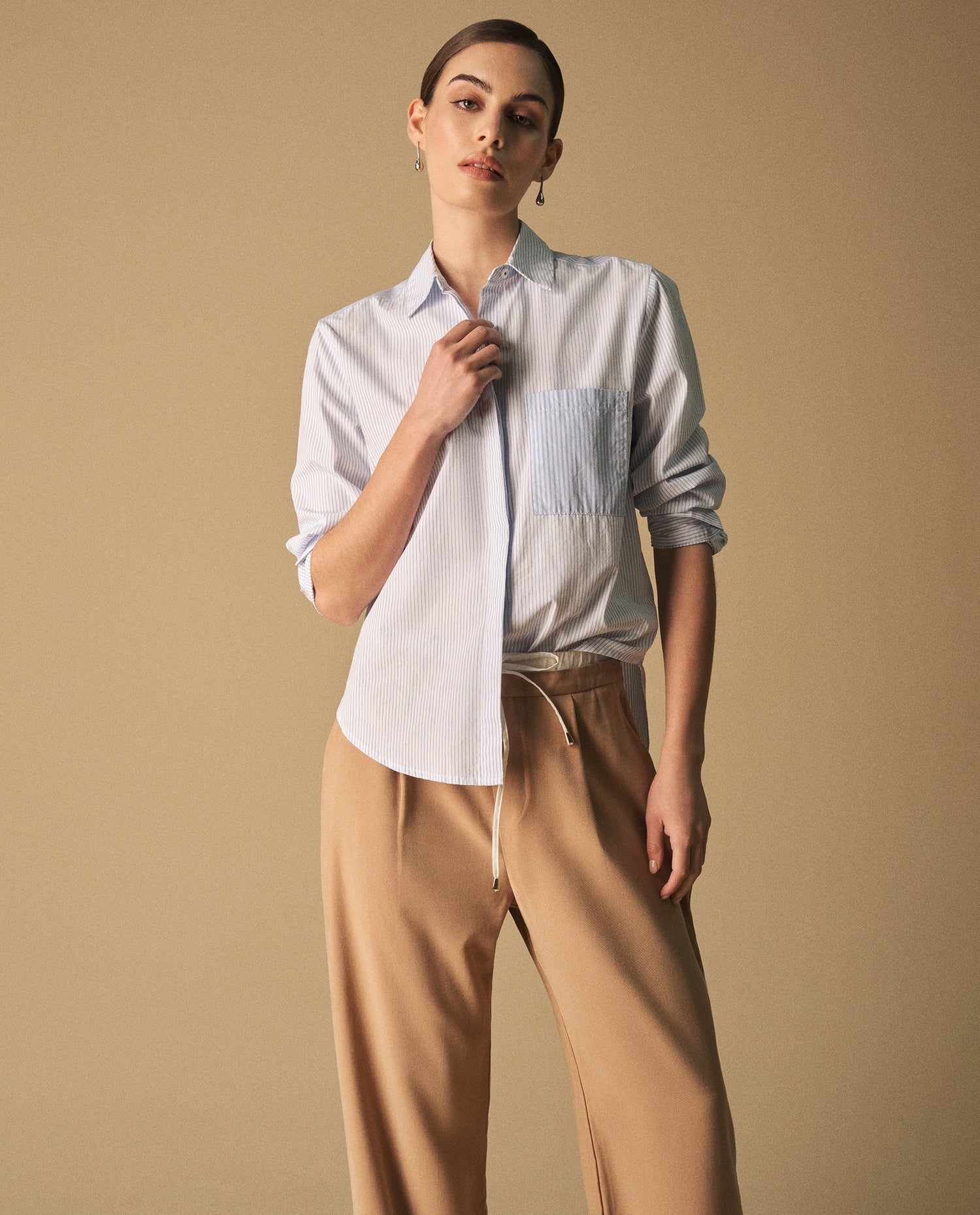 Camisa Rayas con Bordado Posterior - Blanco
