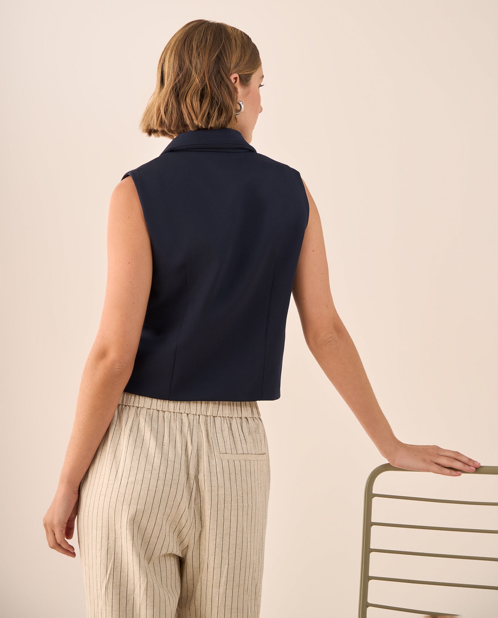 Camisa Crop Azul Marino Sin Mangas - Azul 34_419G207_AZU184432_4