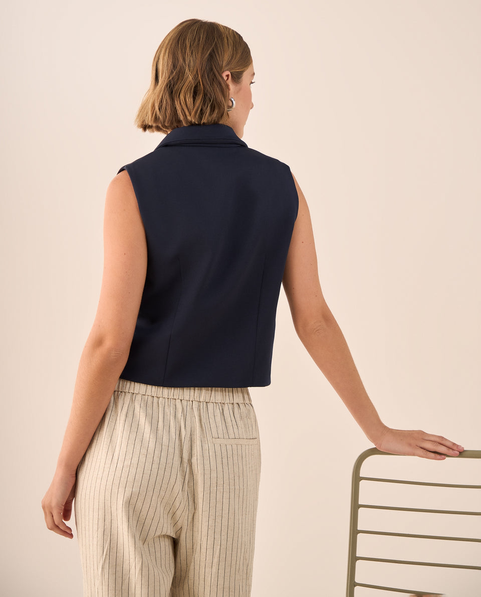Camisa Crop Azul Marino Sin Mangas - Azul 34_419G207_AZU184432_4