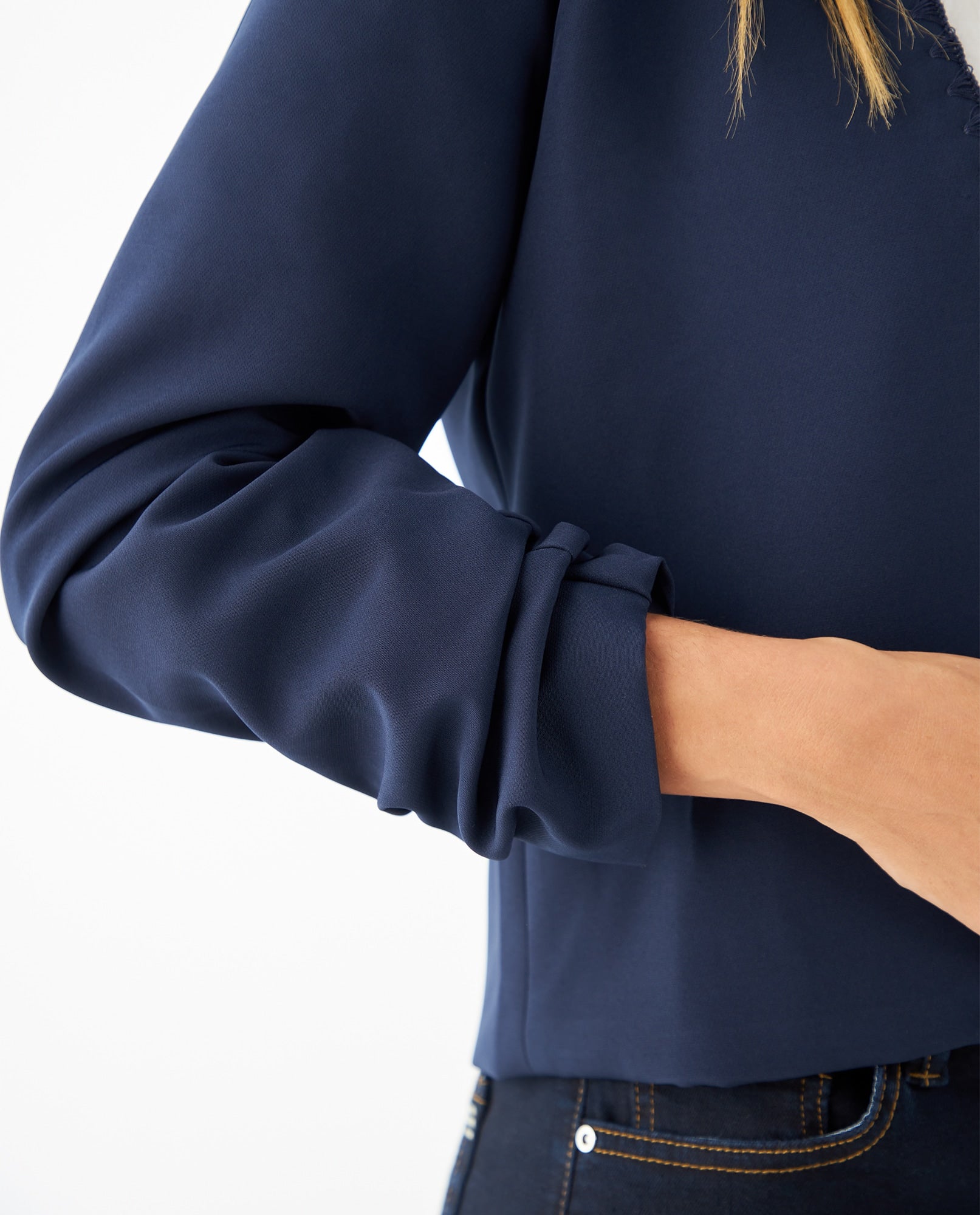 Blazer con detalles bordados para mujer - Azul 34_421F020_AZU194024_4