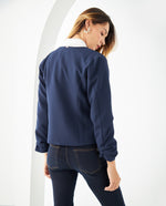 Blazer con detalles bordados para mujer - Azul