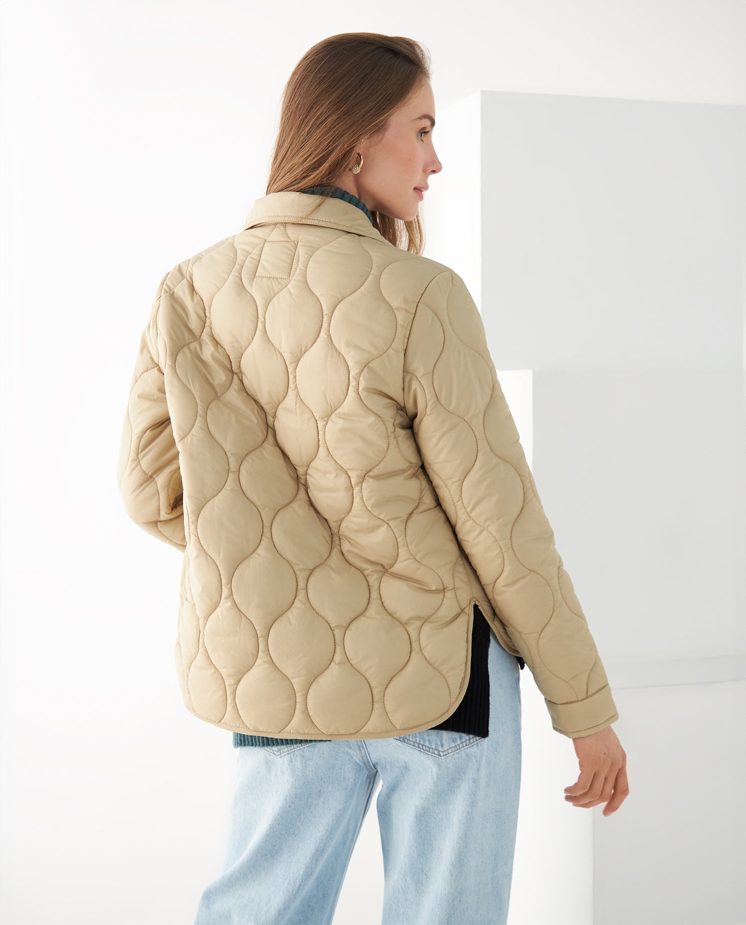 Chaqueta abullonada para mujer - Beige