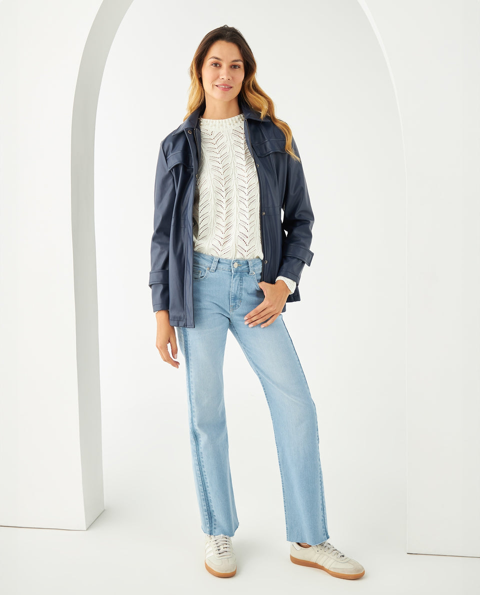 Chaqueta con correa en mangas para mujer - Azul 34_421F203_AZU184432_5