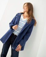Abrigo con capucha afelpada para mujer - Azul
