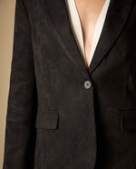 Blazer silueta trench con solapas - Negro