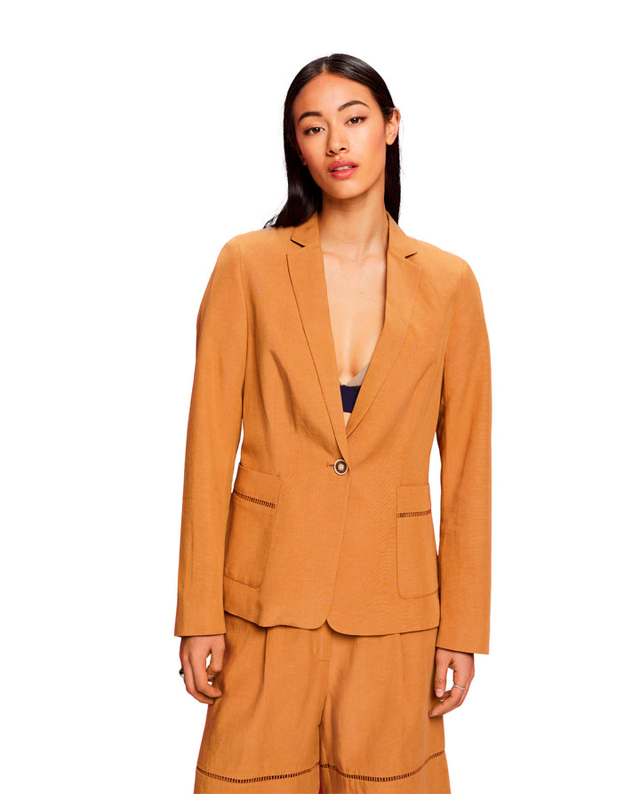 Blazer con botón en frente para mujer - Café 34_422E706_CAF171044_0