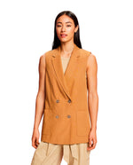 Blazer manga sisa para mujer - Café