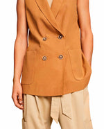 Blazer manga sisa para mujer - Café