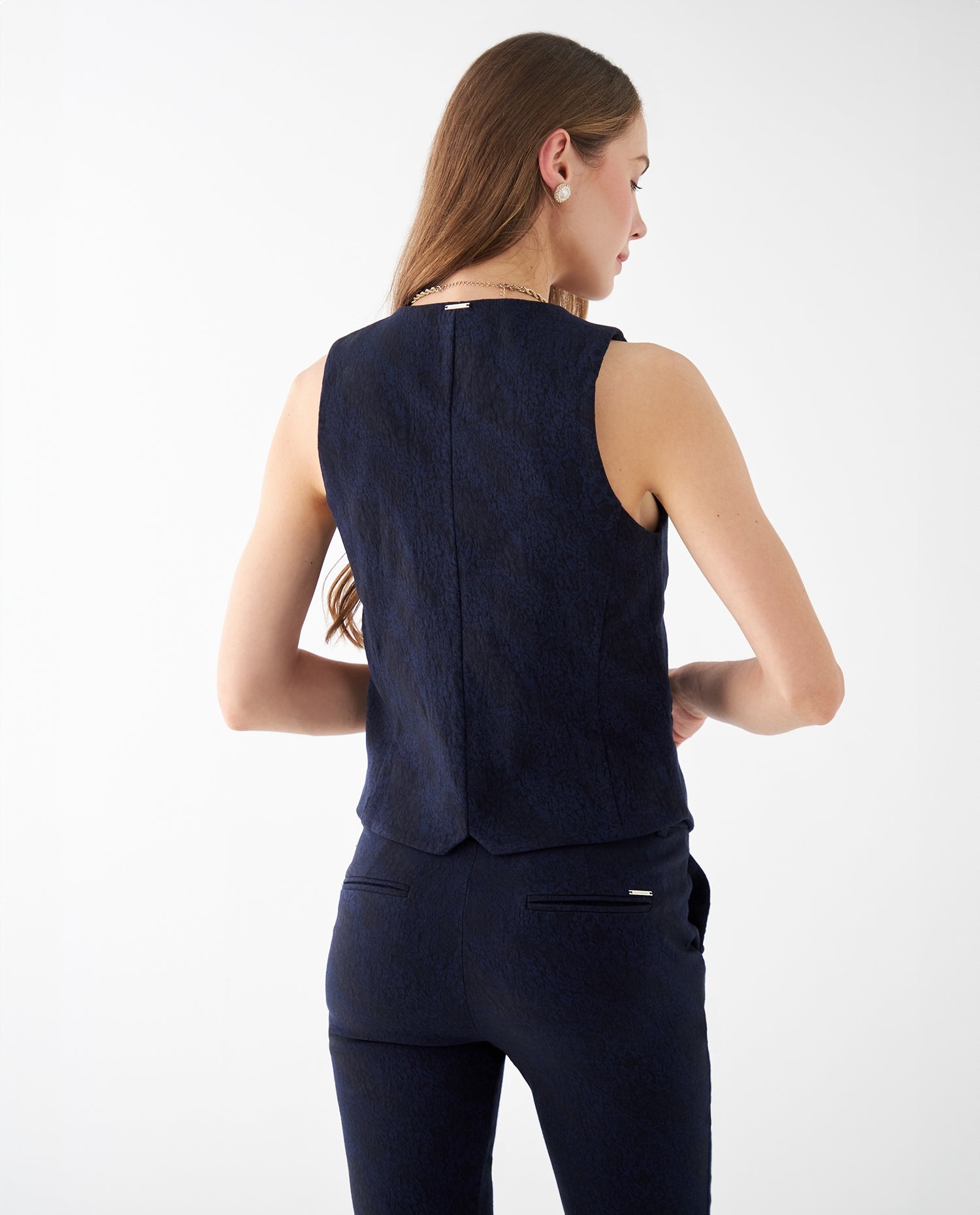 Chaleco con ajuste de broches para mujer - Azul