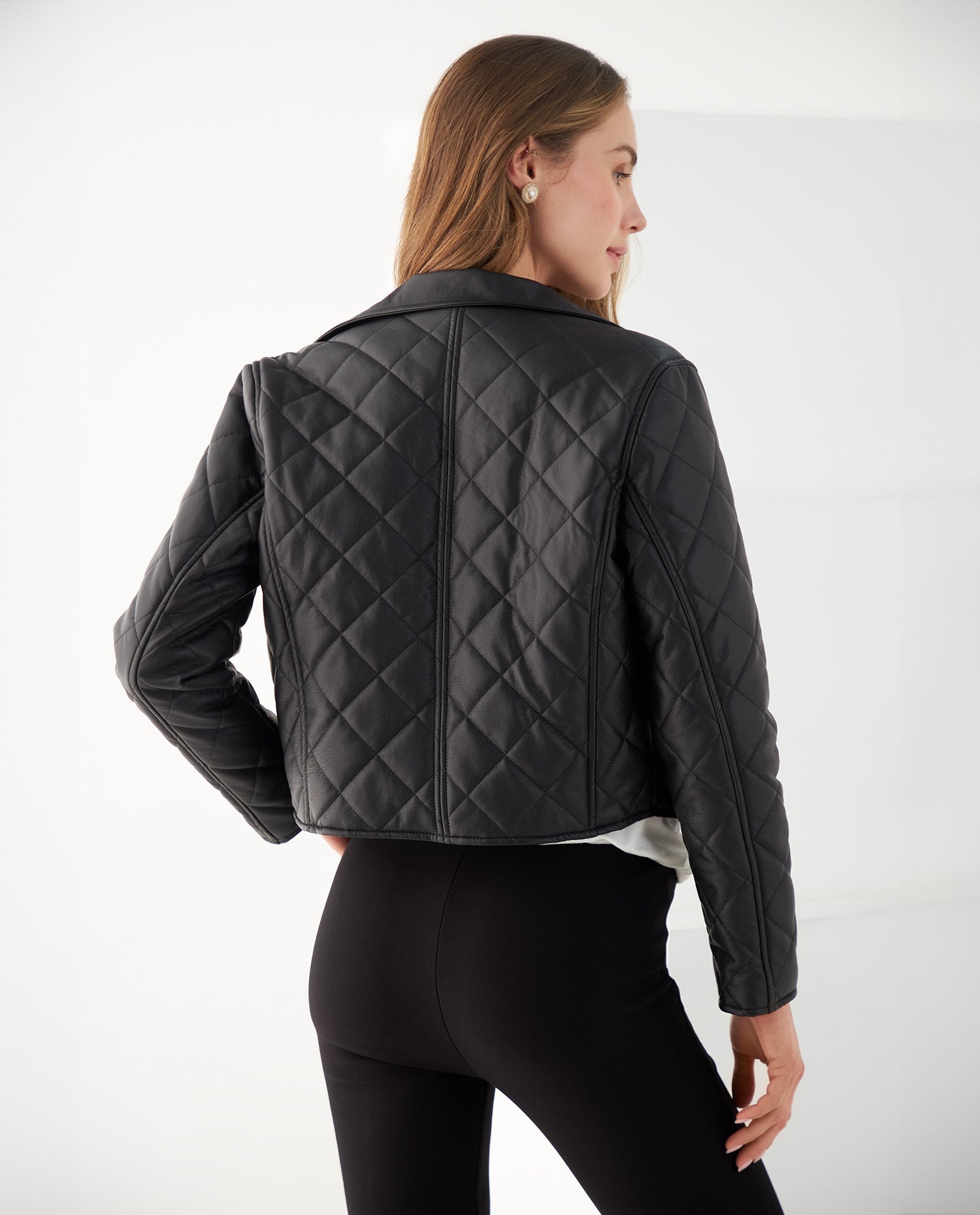 Chaqueta tipo cuero para mujer - Negro