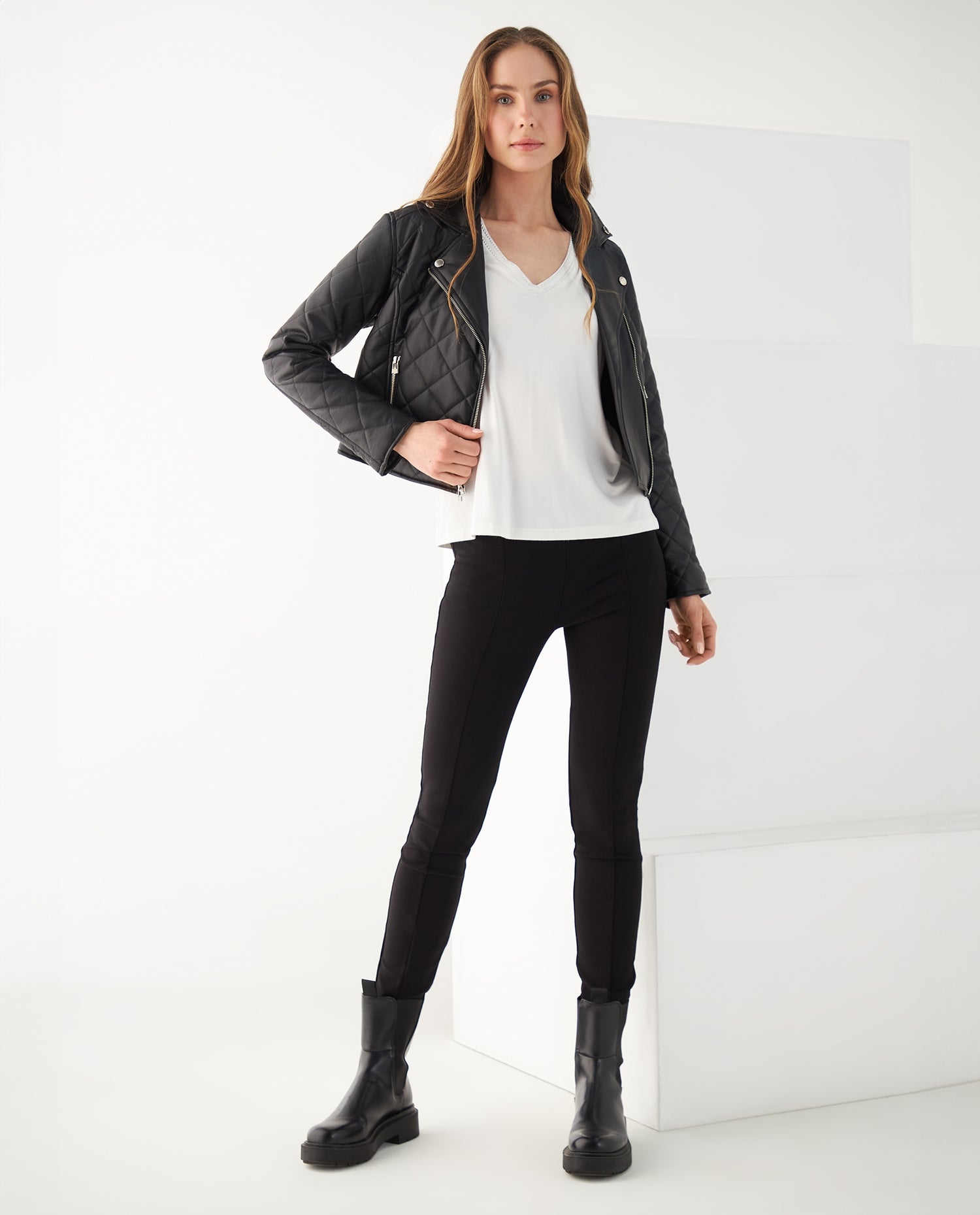 Chaqueta tipo cuero para mujer - Negro