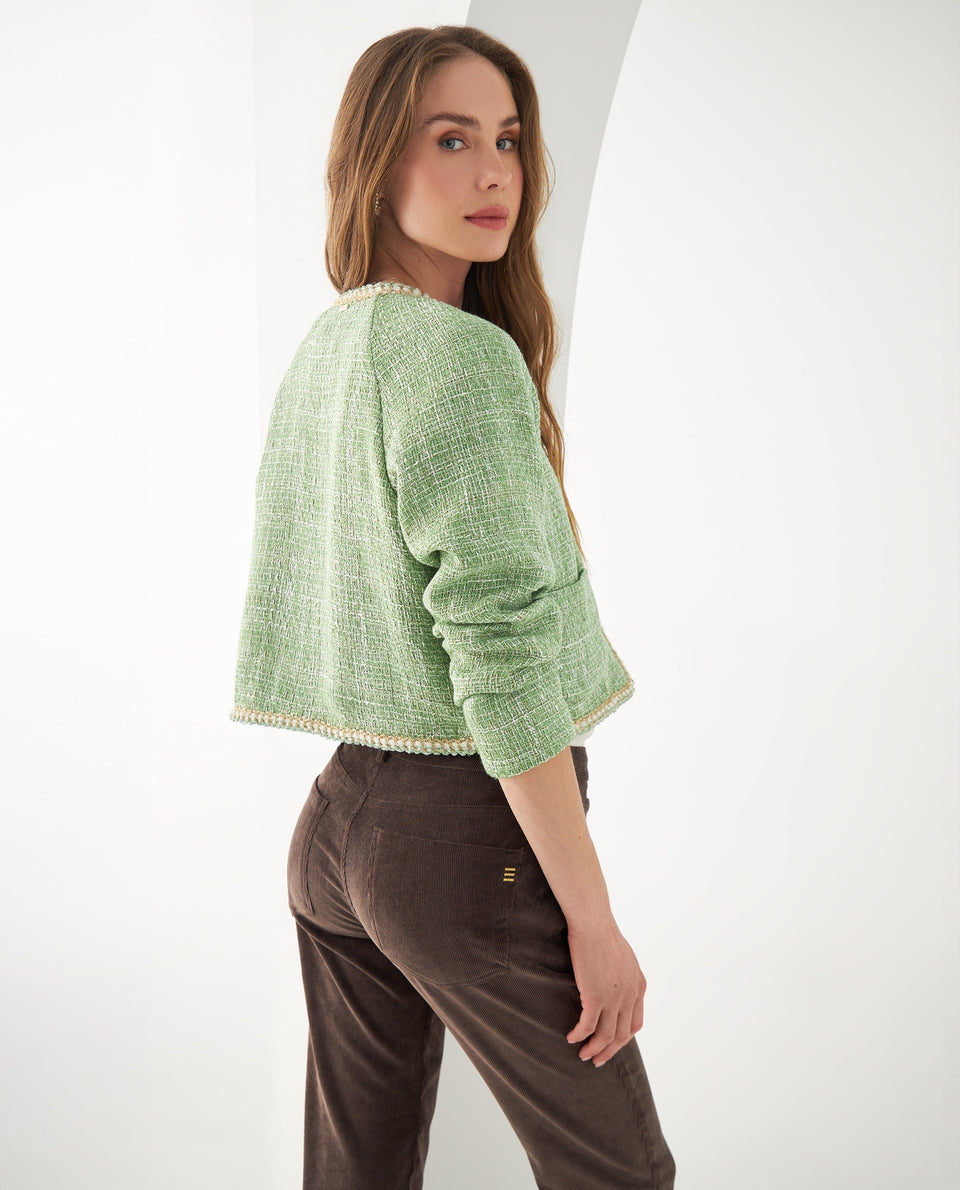 Blazer con detalles de brillo para mujer - Verde 34_422F204_VER114804_4