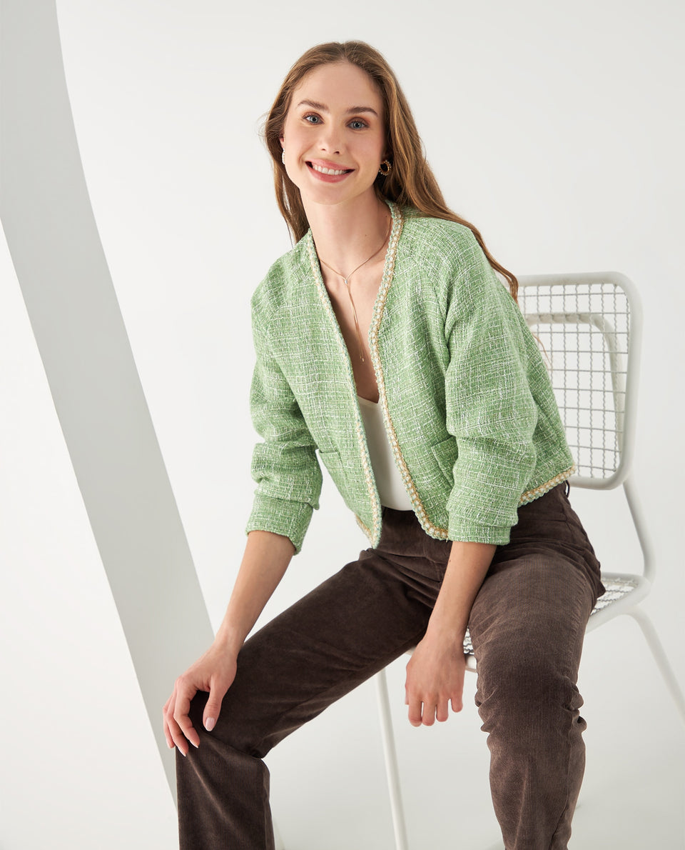 Blazer con detalles de brillo para mujer - Verde 34_422F204_VER114804_6