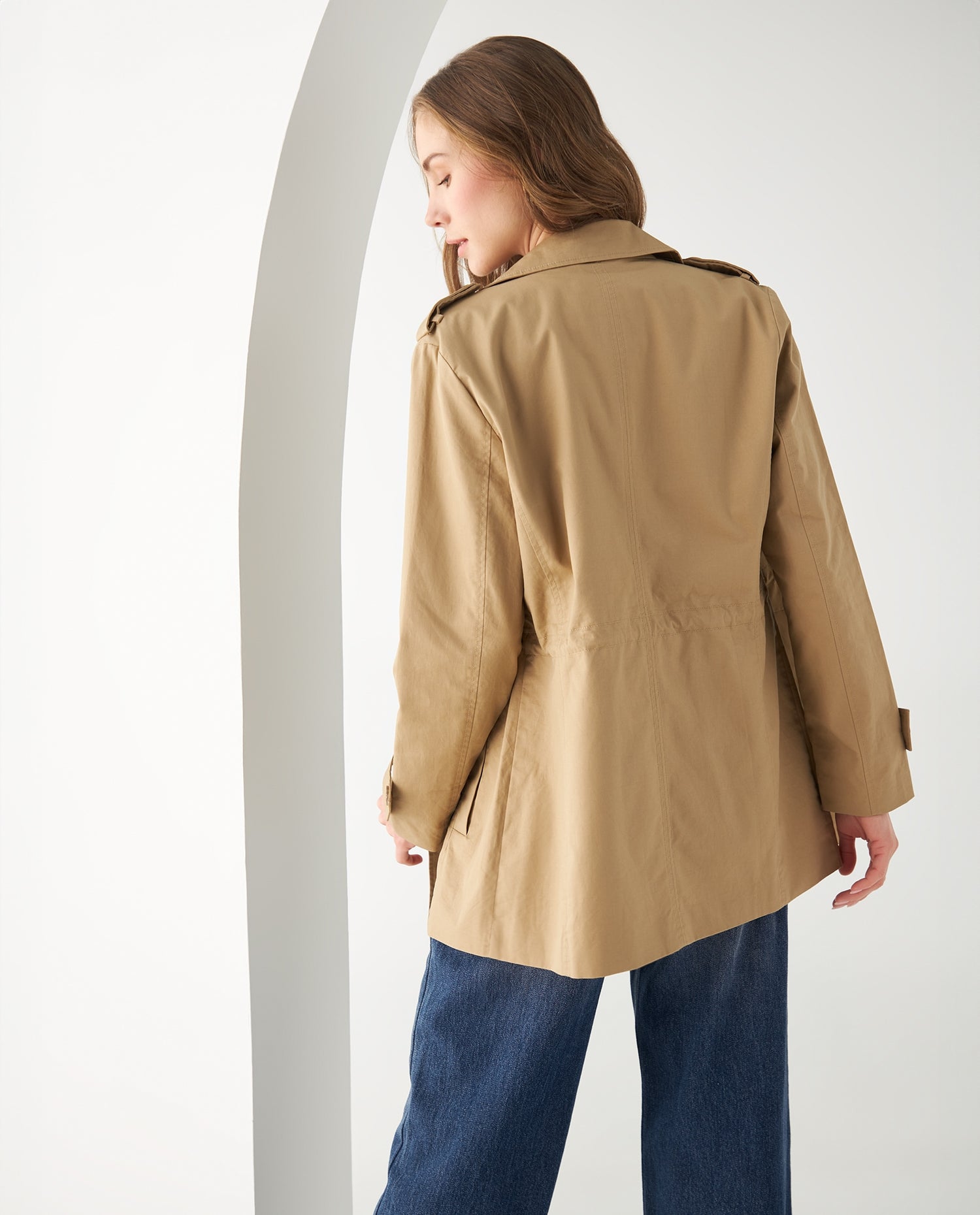 Abrigo tipo Trench para mujer - Café