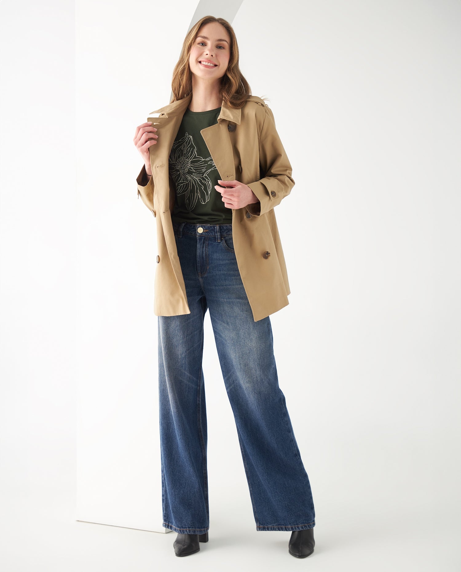 Abrigo tipo Trench para mujer - Café