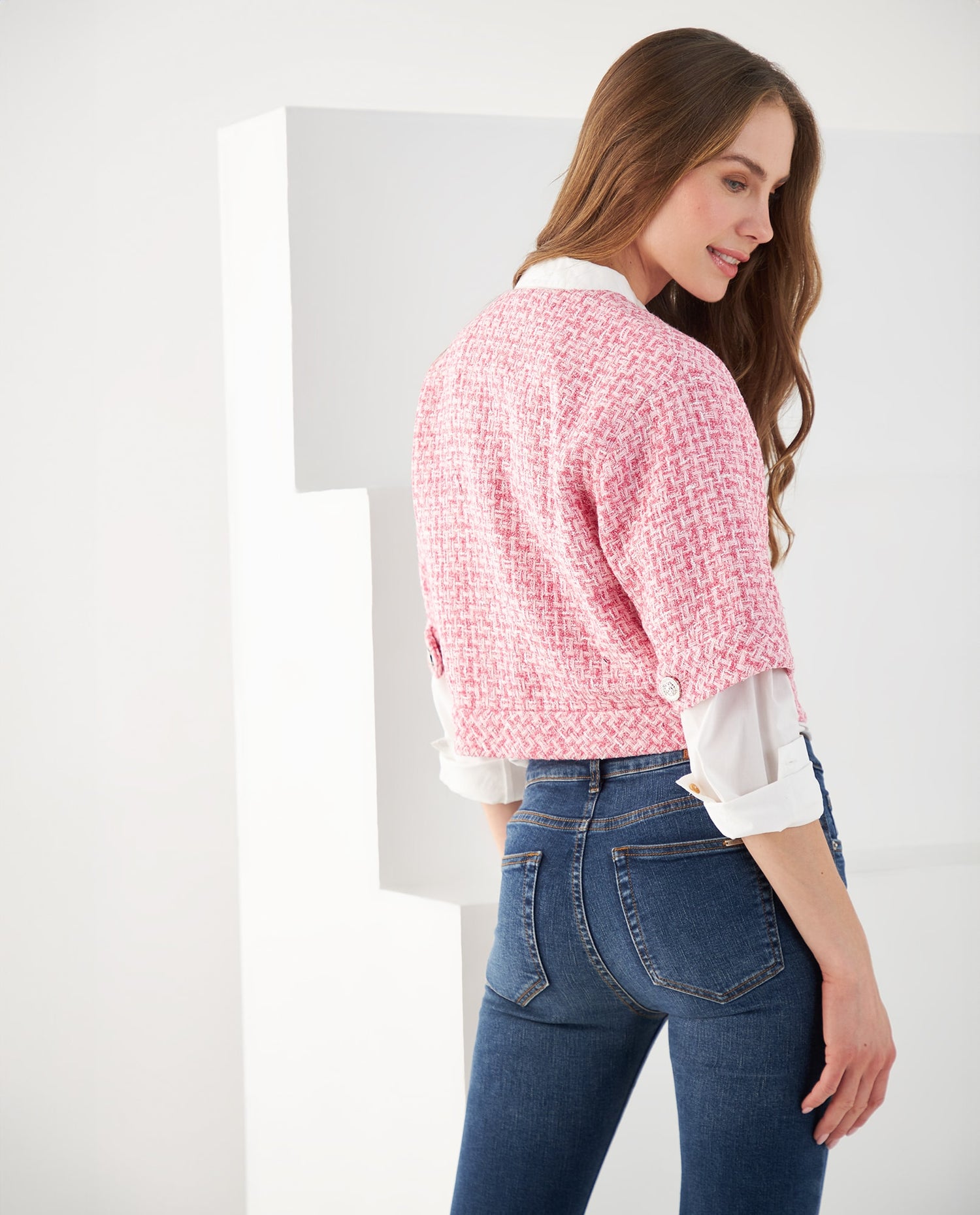 Chaqueta de diseño abierto para mujer - Rosa
