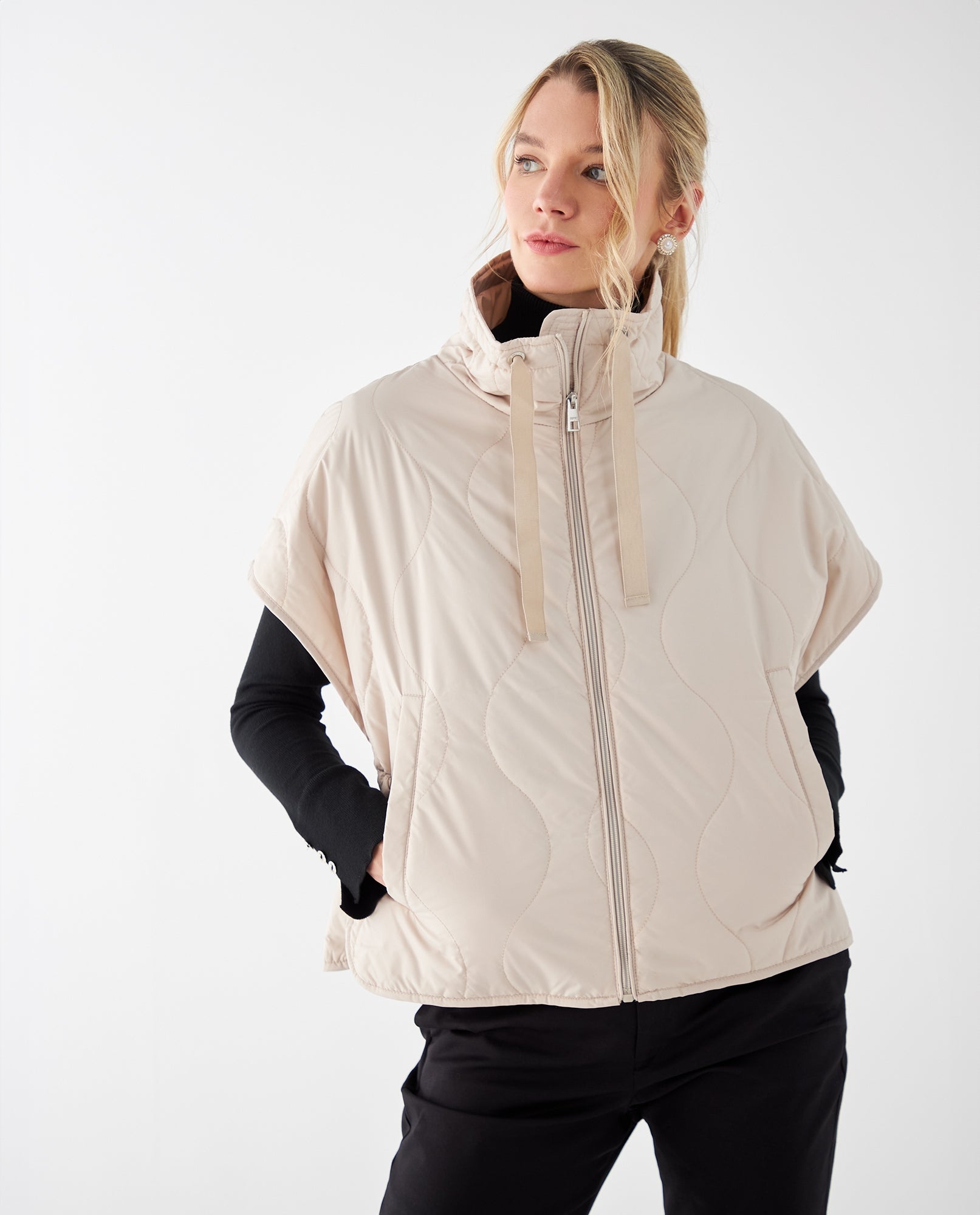 Chaqueta tipo chaleco para mujer - Beige 34_422F214_BEI130607_6