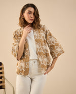 Chaqueta tipo kimono para mujer - Café