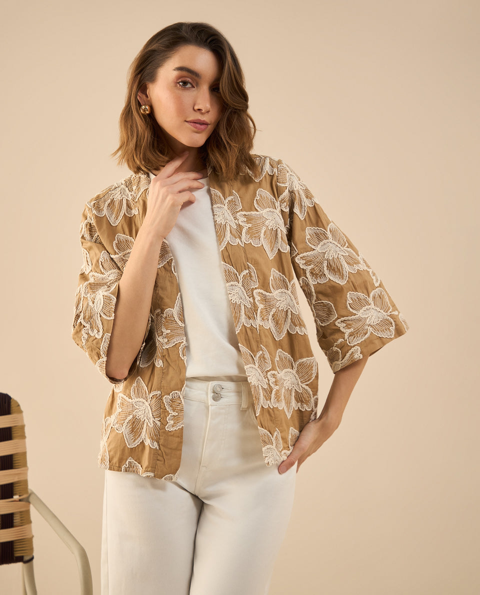 Chaqueta tipo kimono para mujer - Café 34_422G001_CAF171320_3