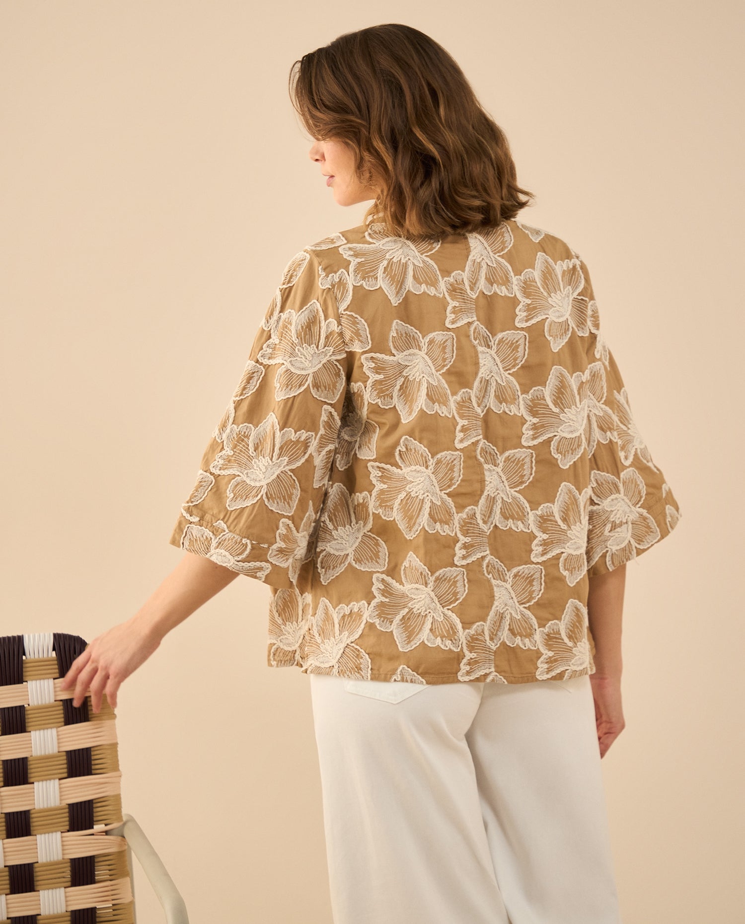 Chaqueta tipo kimono para mujer - Café
