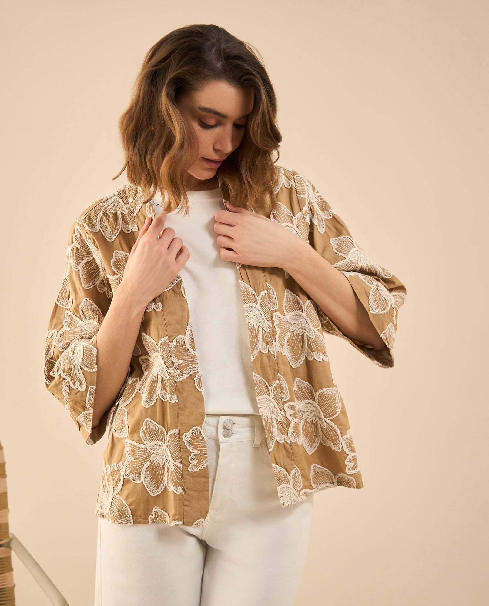 Chaqueta tipo kimono para mujer - Café 34_422G001_CAF171320_6