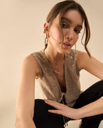 Chaleco con escote en V para mujer - Beige