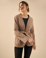 Chaqueta abullonada para mujer - Café