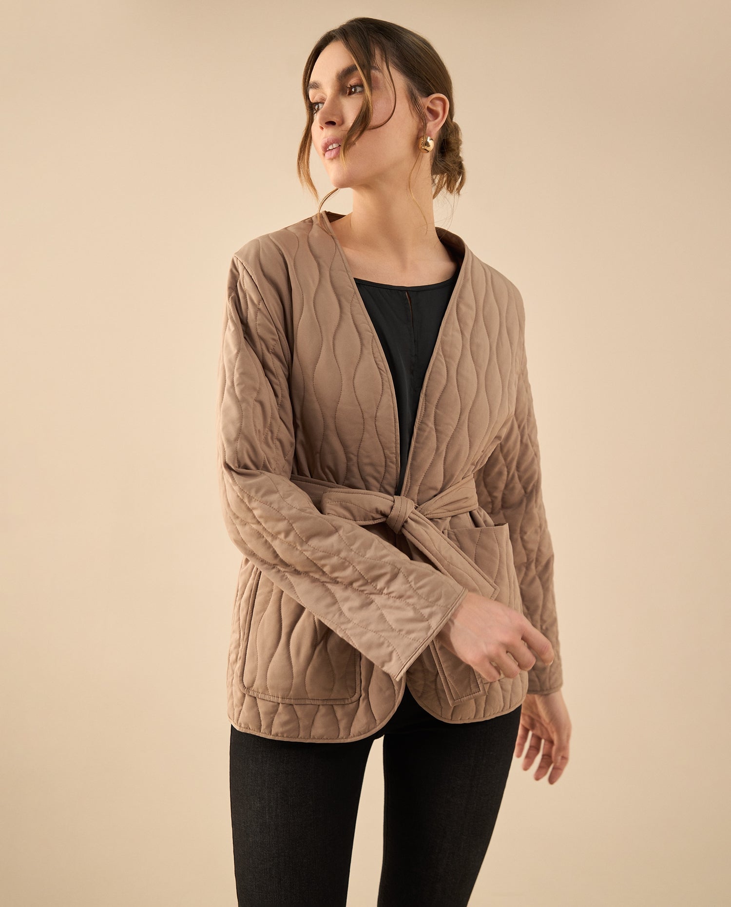 Chaqueta abullonada para mujer - Café
