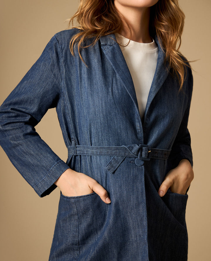 Blazer en denim con cinturón - Azul 34_422H001_AZU193933_0