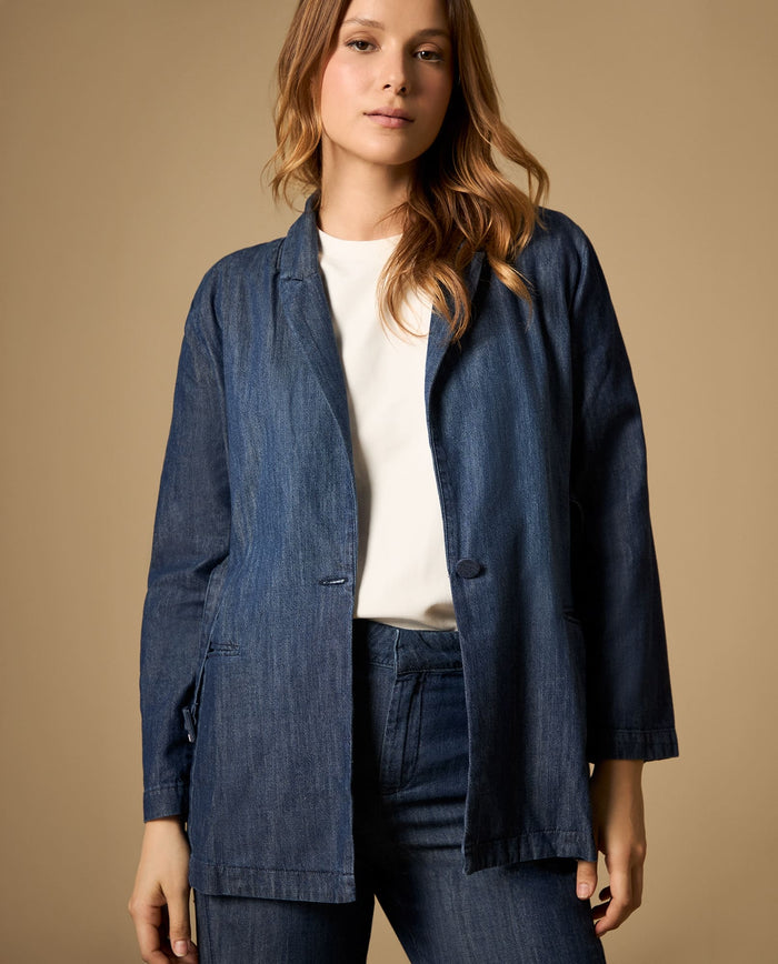 Blazer en denim con cinturón - Azul 34_422H001_AZU193933_3