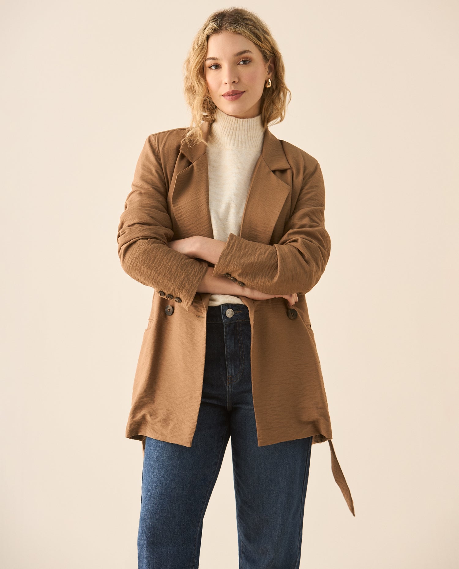 Chaqueta tipo blazer para mujer - Café