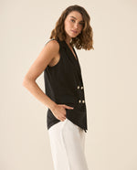 Chaleco con ajuste de botones para mujer - Negro