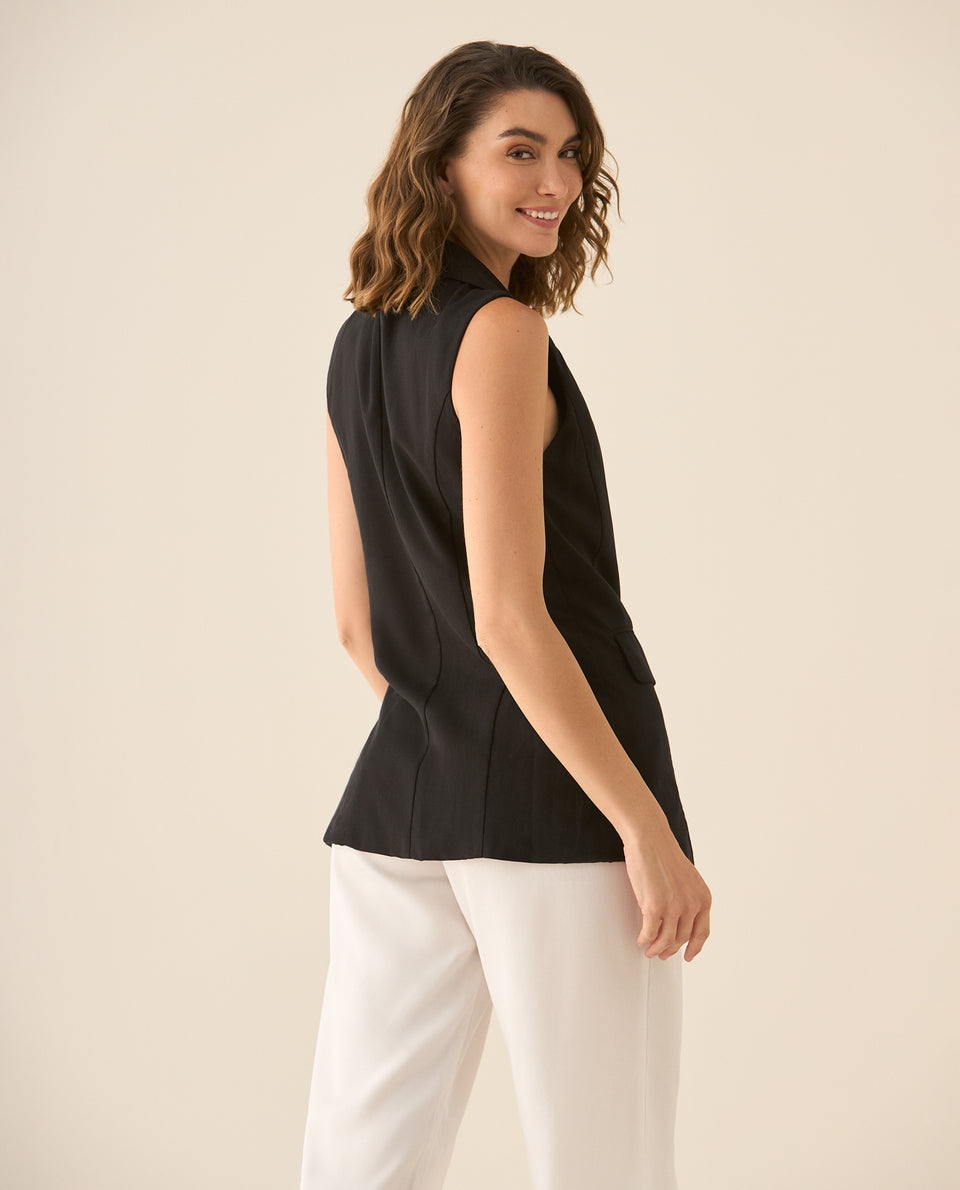 Chaleco con ajuste de botones para mujer - Negro 34_423G004_NEG190303_4