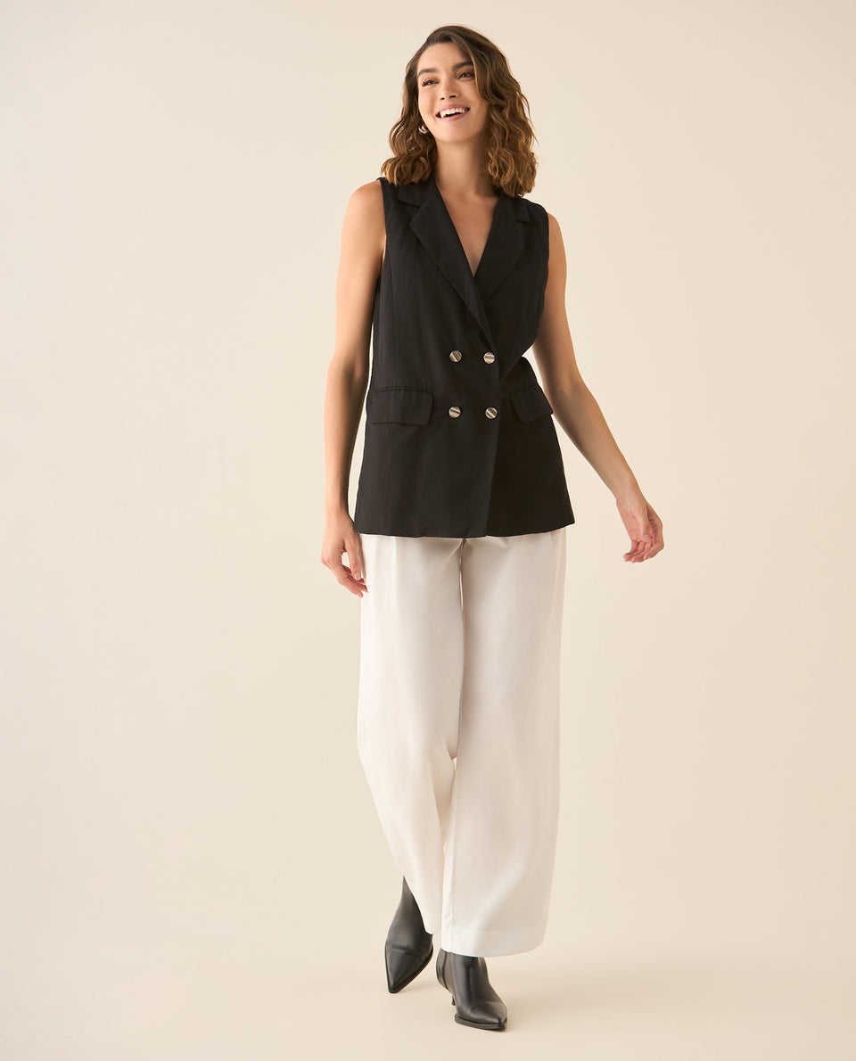 Chaleco con ajuste de botones para mujer - Negro 34_423G004_NEG190303_5