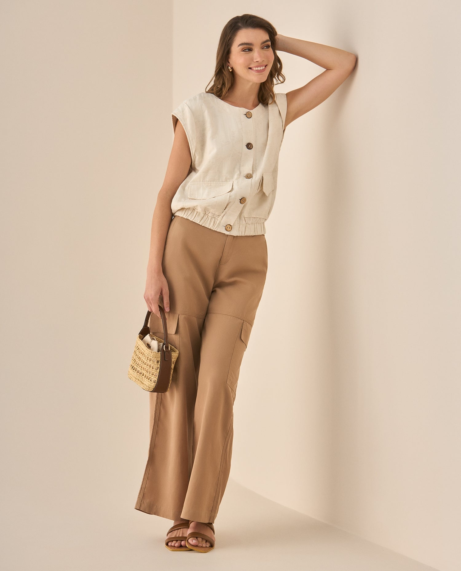 Chaleco manga sisa con pieza - Crudo