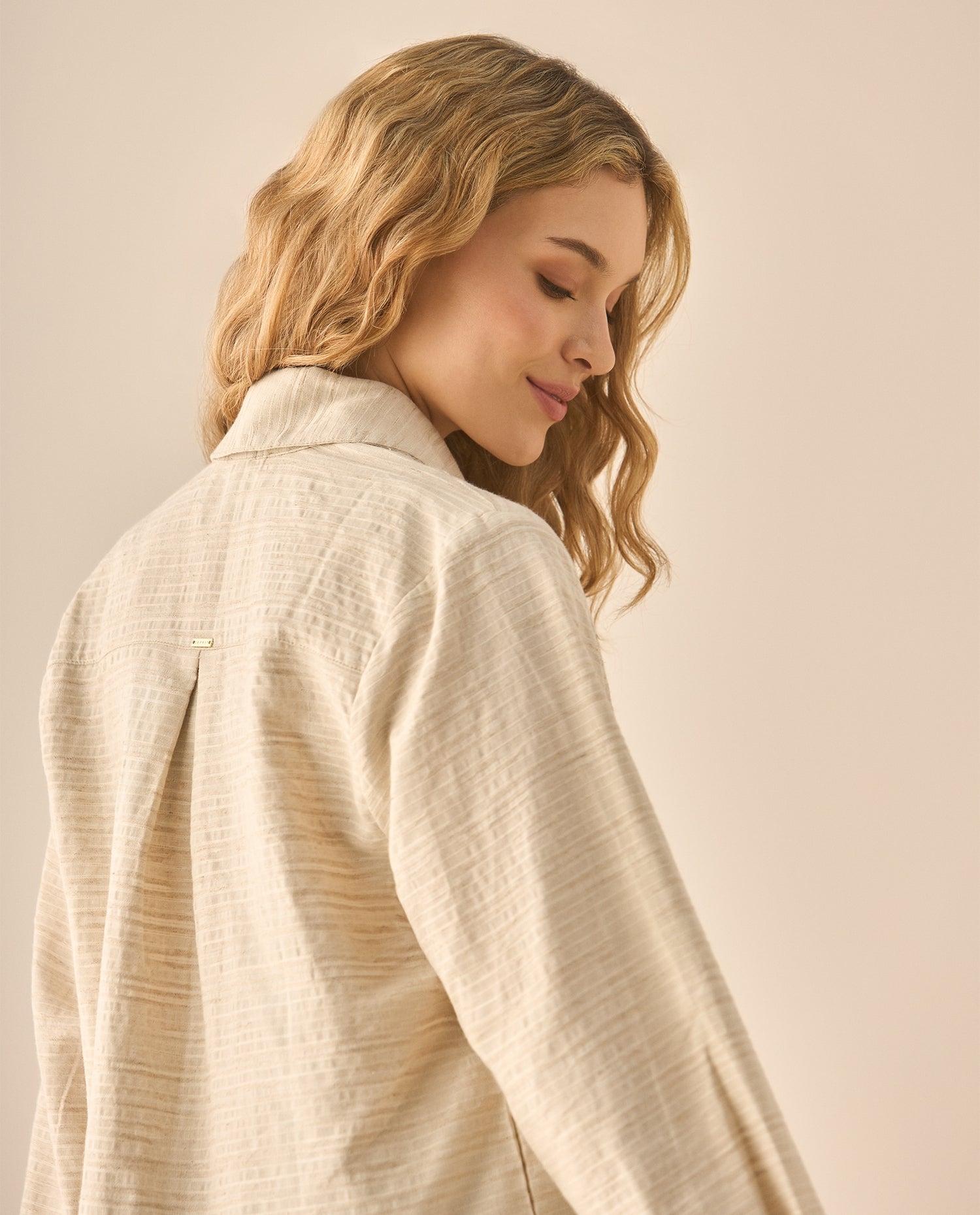 Chaqueta de tela con textura para mujer - Crudo